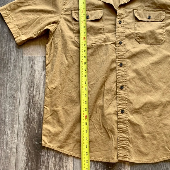 Men’s Short Sleeve Button Down Wrangler Shirt Size L/G Beige/Tan Colour - Picture 5 of 7